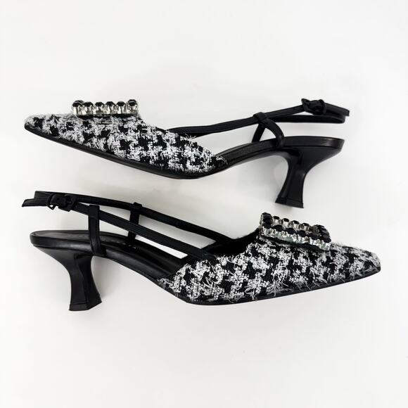 Roberto Festa Atena Slingback Pumps Embellished Buckle Houndstooth 39.5 (US9.5) - Picture 6 of 12